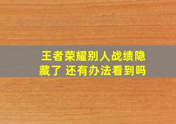 王者荣耀别人战绩隐藏了 还有办法看到吗